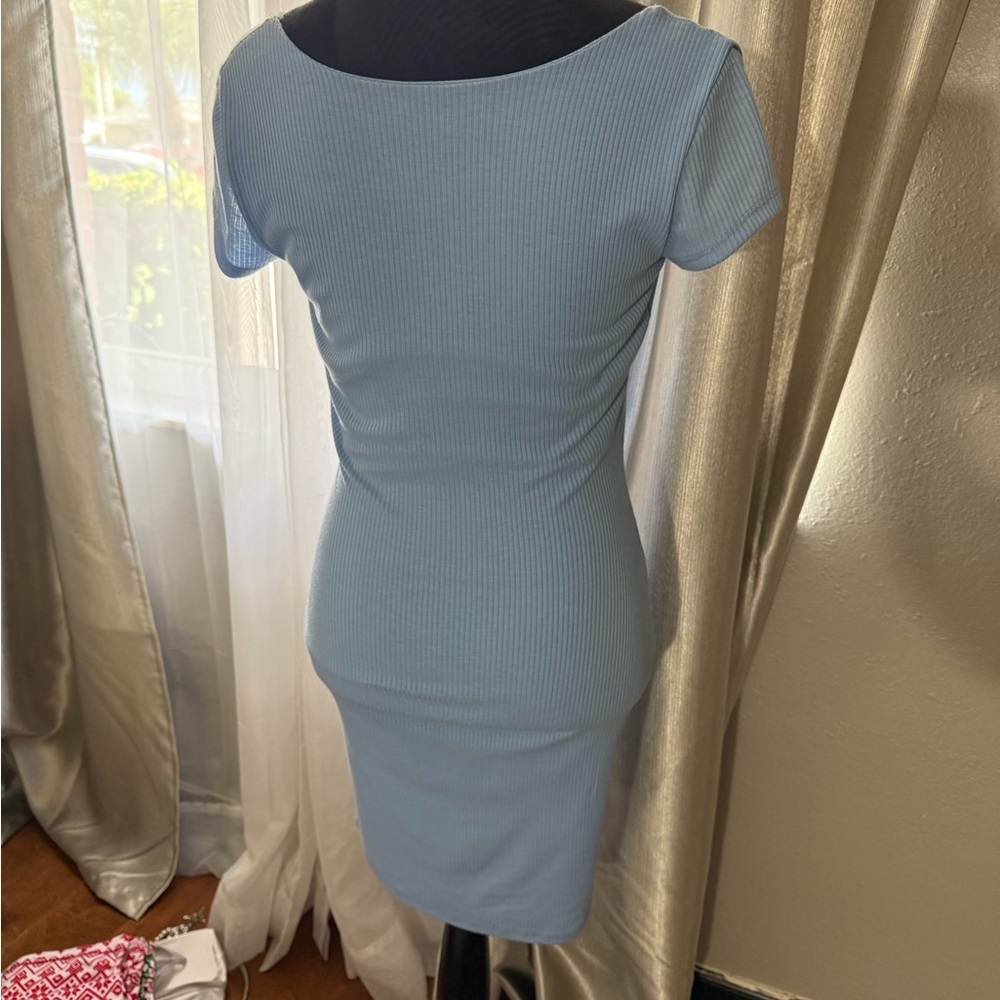 Sporty Blue Ribbed Dress - Picture 2 of 3